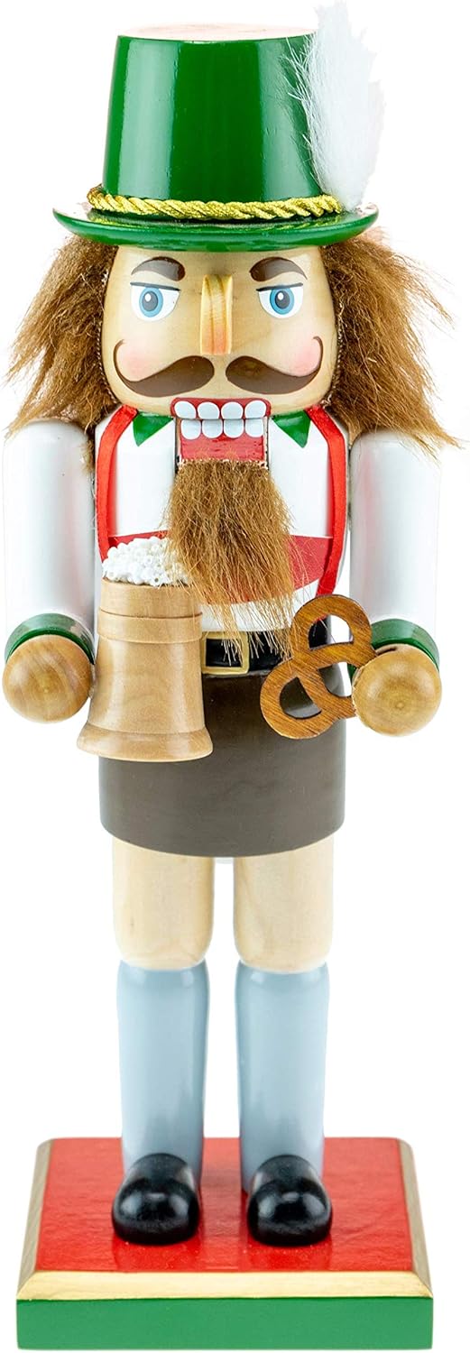 Clever Creations German 10 Inch Traditional Wooden Nutcracker, Festive Christmas Décor for Shelves and Tables