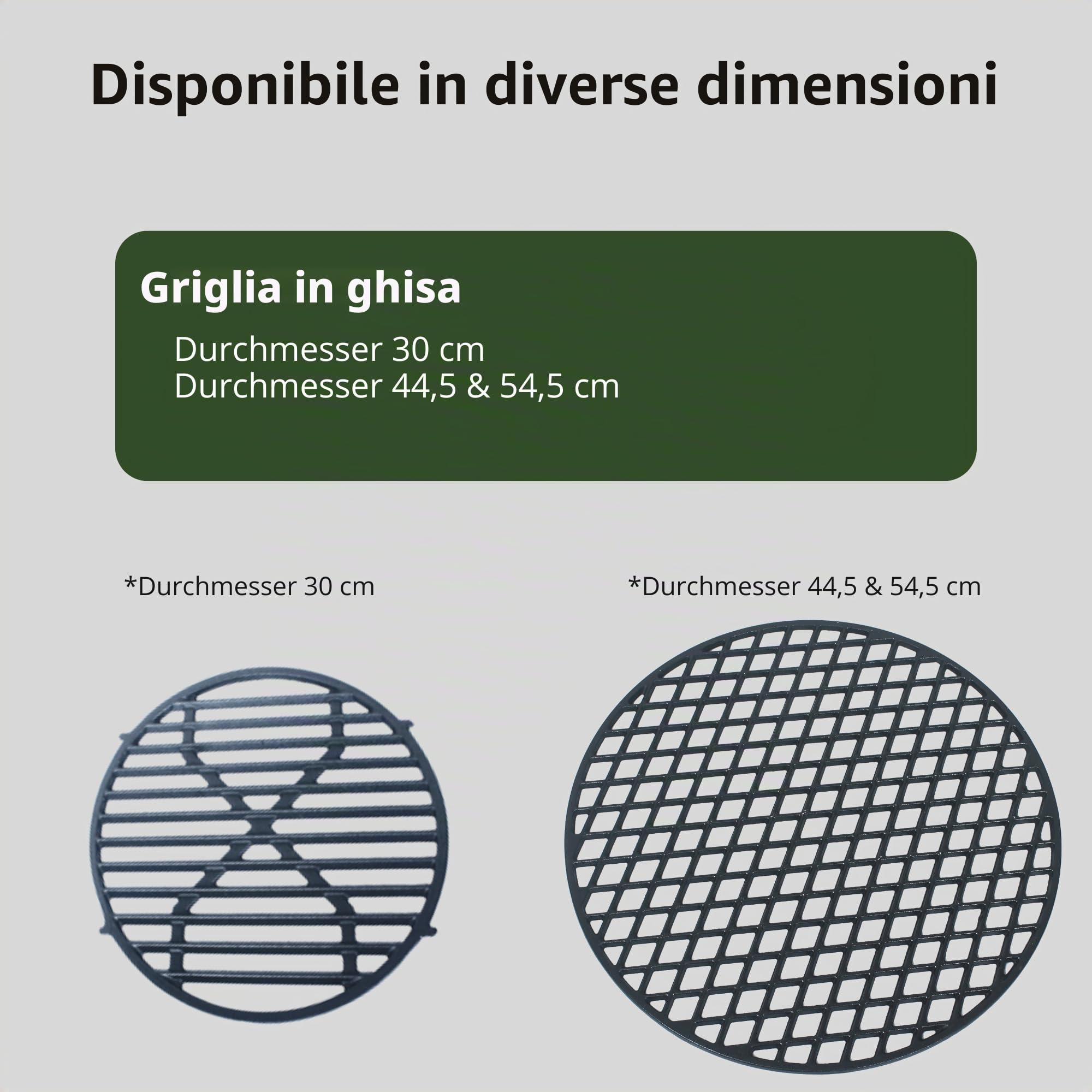 Griglia in ghisa, Ø 54,5 cm, smaltata, in ghisa massiccia, design top con manici