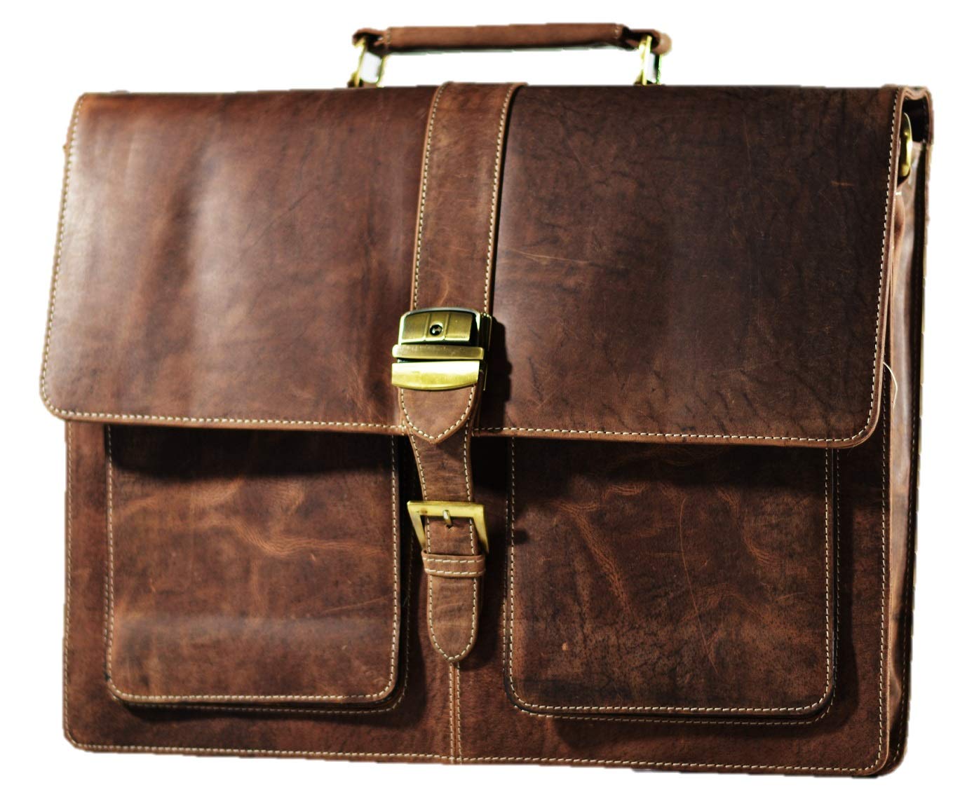 Satchel and Fable Vintage Handmade Leather Messenger Bag for Laptop Briefcase Best Computer Satchel 