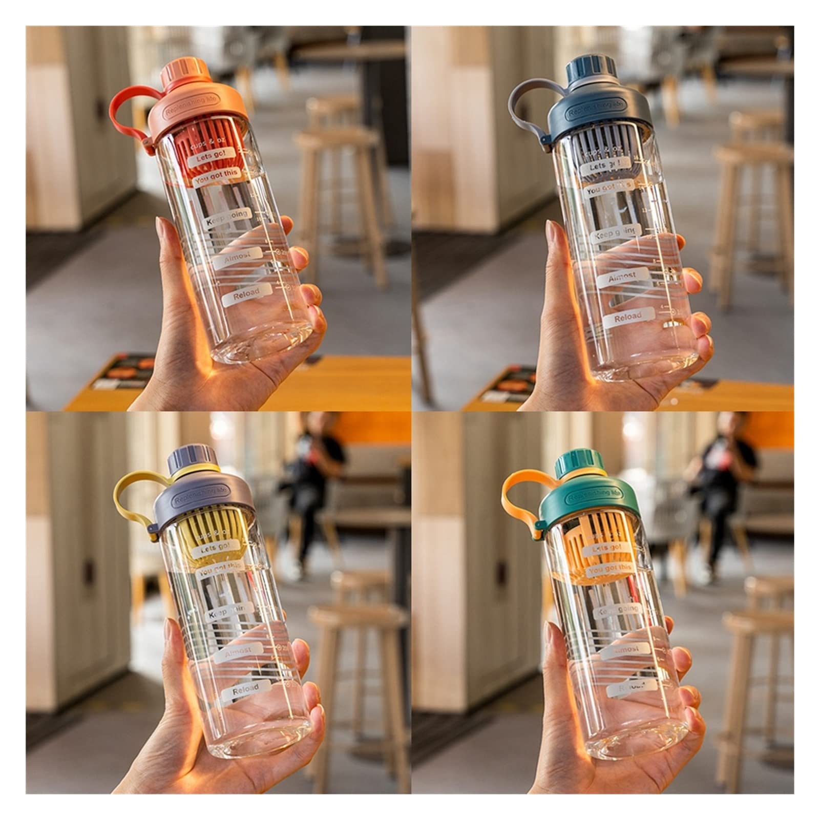 MRKU Bottiglia d'Acqua in plastica per Bere, Portatile, per Sport, tè, caffè, Utensili da Cucina, Bottiglia d'Acqua a Prova di perdite per la Scuola, Bottiglie d'Acqua