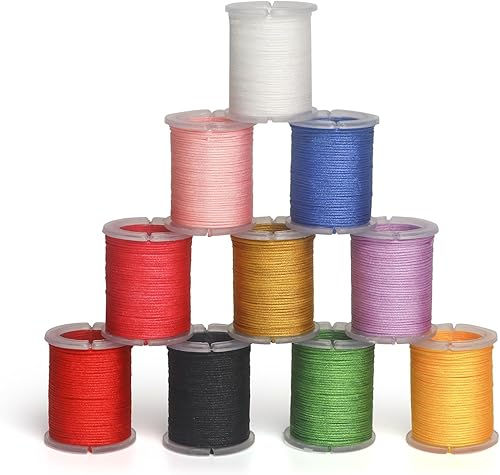 XCRUI Cuerda de nailon de 0.031 in, 109 yardas, 10 rollos de hilo de cuentas para fabricación de joyas, pulseras trenzadas, cuentas, collares,