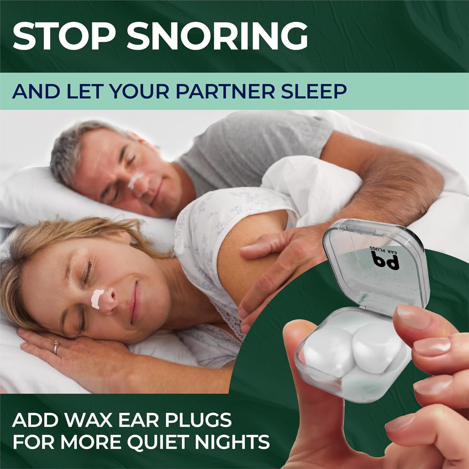 Peace&Quiet PQ 40 Nasal Strips for Snoring, Nasal Stripes for Sports & Sleeping - Nose Strips for Congestion Relief, Snore Reducing Aids - Improve Sleep, Reduce Snoring | White (Mint Aroma) - Image 4