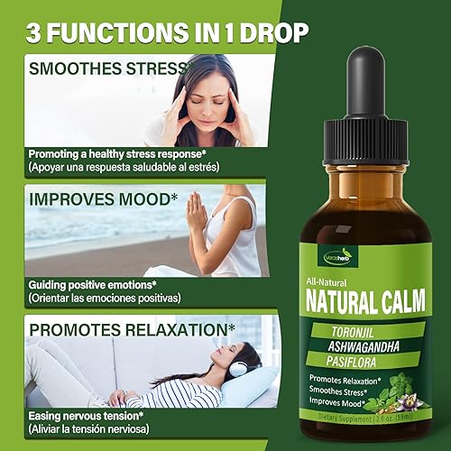 Miniatura 2 de Verdeherb Gotas de calma naturales de bálsamo de limón, Gotas de Pasiflora, Toronjil y Hierba de San Juan para la Ansiedad y Estres, suplementos de