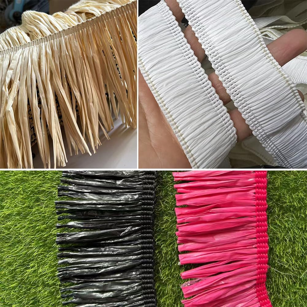 Wstążka z frędzlami 15 cm x 10 jardów tasiemka z frędzlami Raffia borte frędzle obszycie frędzle lamówka ozdobna taśma dekoracyjna frędzle bordiura frędzle dekoracja