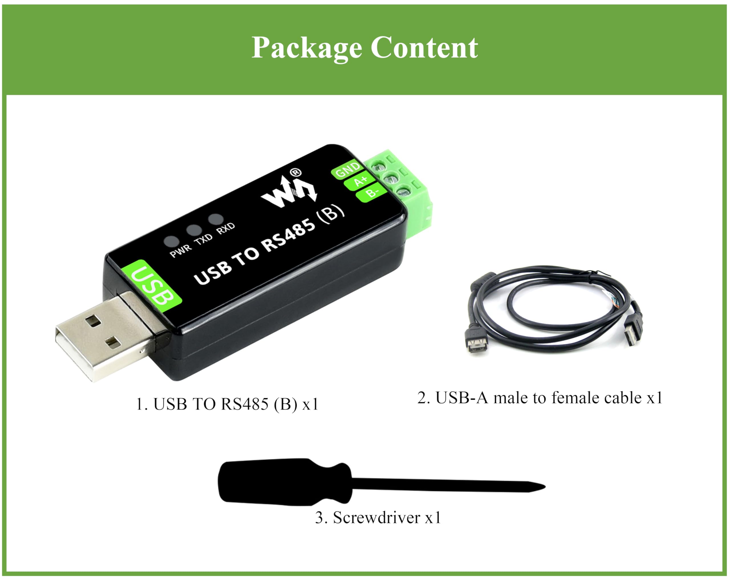 Industrial USB to RS485 Bidirectional Converter with Original CH343G, Multi-Protection Circuits, Supports Linux, Android, WinCE, Win11/10/8.1/8/7/XP, etc.