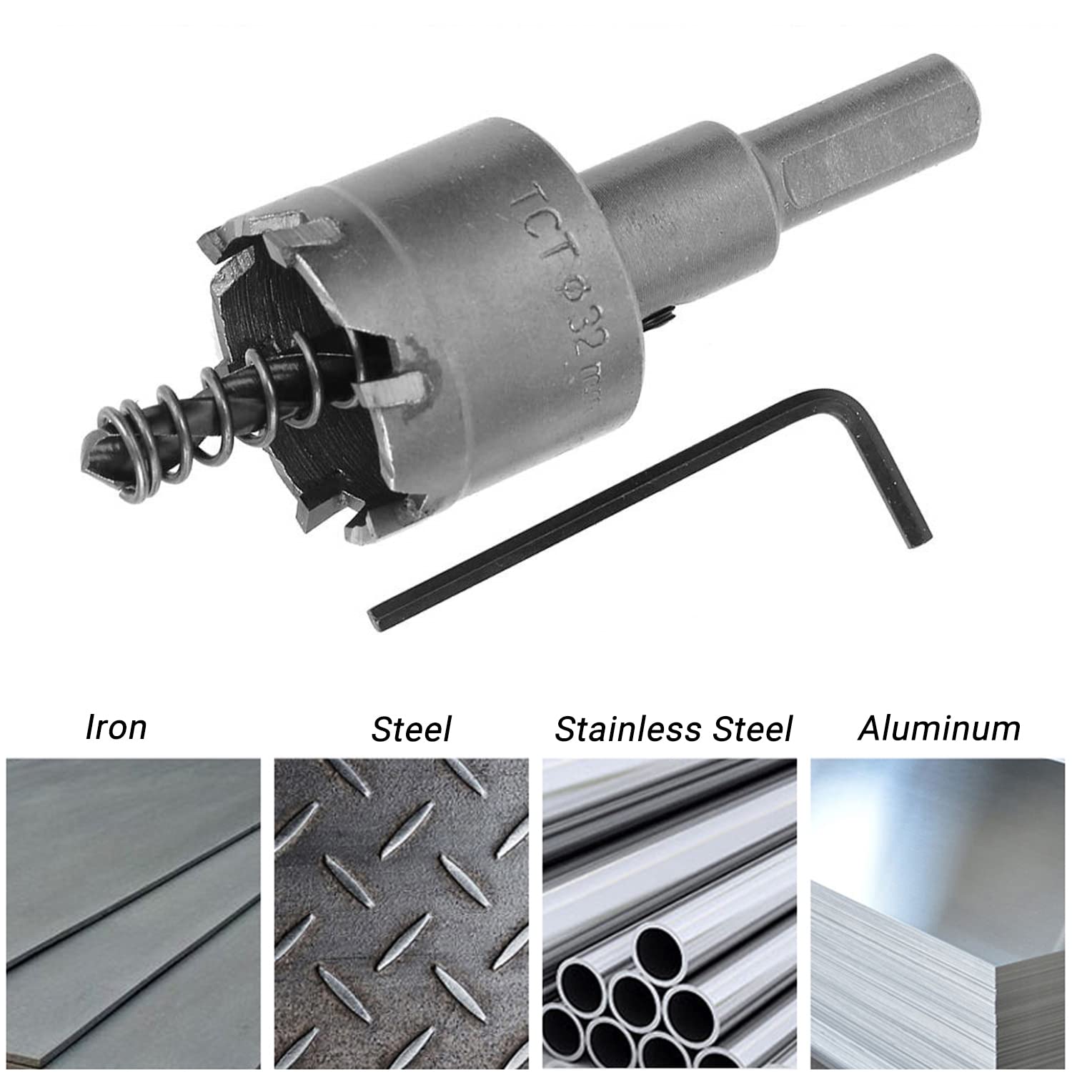 Zestaw 23 otwornic z twardego metalu 16 mm - 100 mm TCT otwornice z twardego metalu ze stali nierdzewnej, do otwornic do metalu, do stali nierdzewnej, żelaza, miedzi