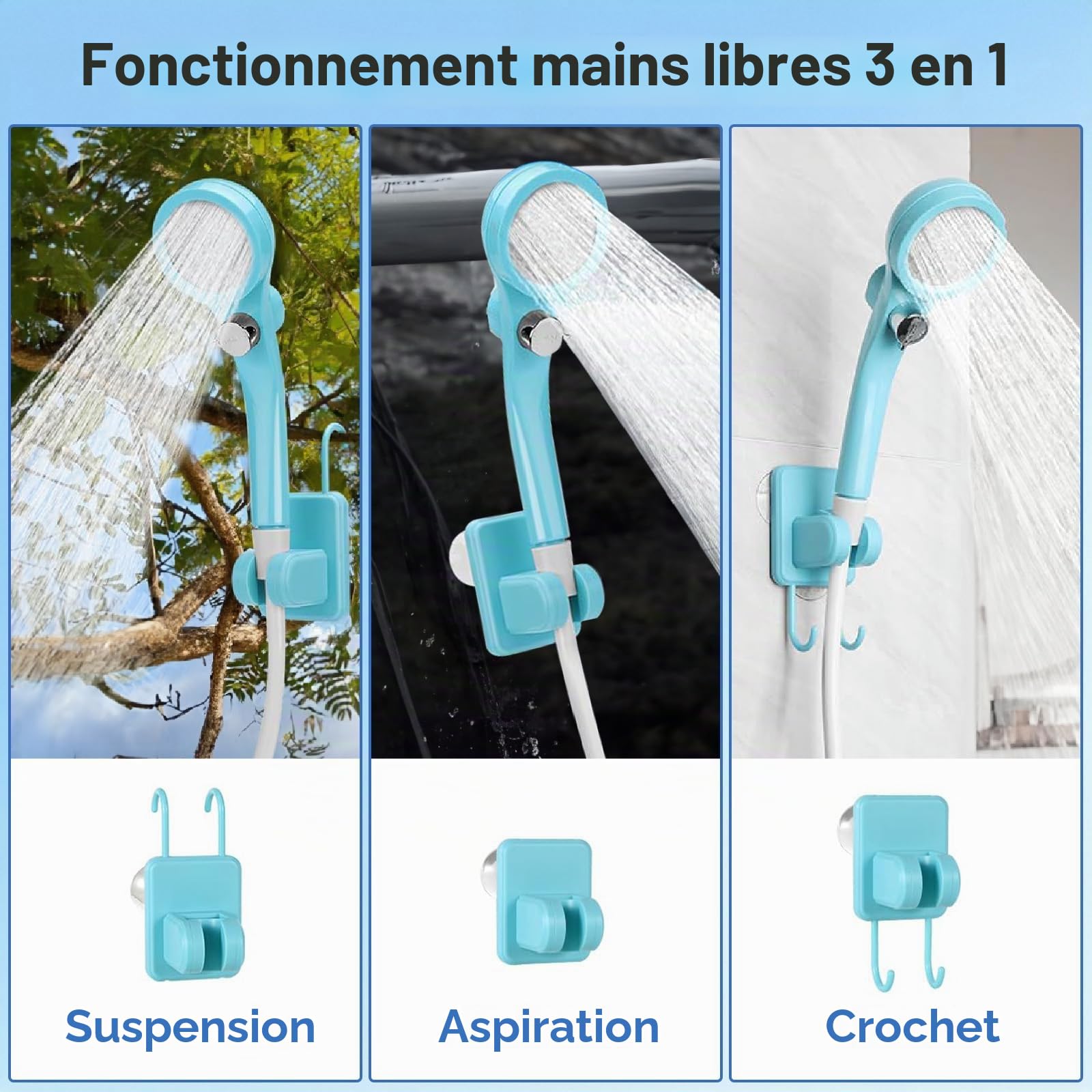 Douche Portable de Camping avec Chauffe-eau, Douche de Camping Rechargeable 6000mAh avec Chauffe-eau 2000W à Arrêt Automatique, Écran LED, Douche Extérieure Chauffante pour Voyage, Randonnée