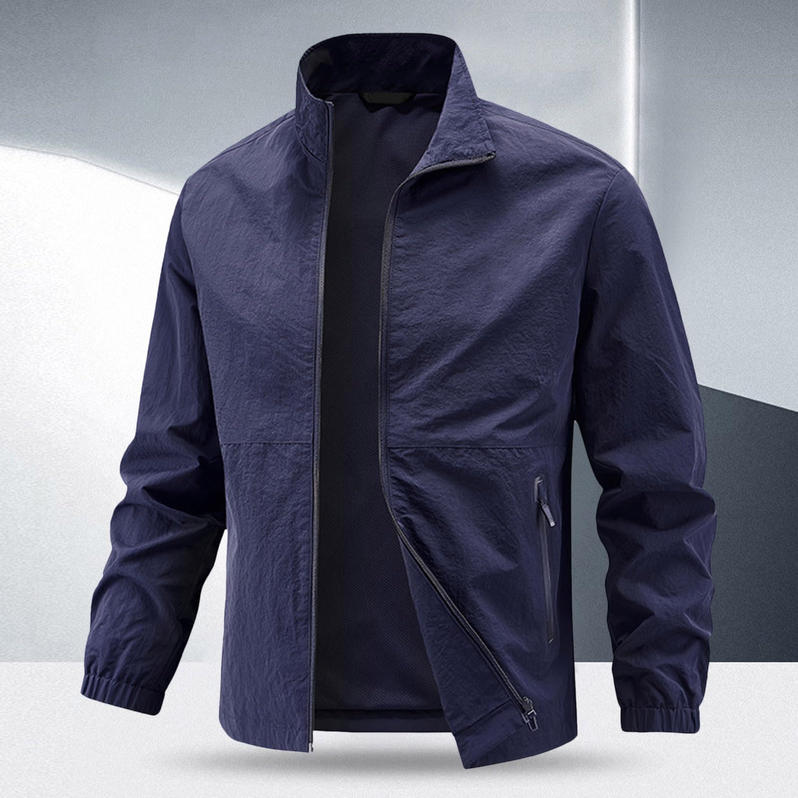 Generisch Damen Lederjacke Herren Freizeitjacke Leichte Stretch-Arbeitskleidung Frühling Atmungsaktive Lockere Passform Stehkragen Reißverschluss Oberbekleidung Für Den Alltag Outdoor Wandern