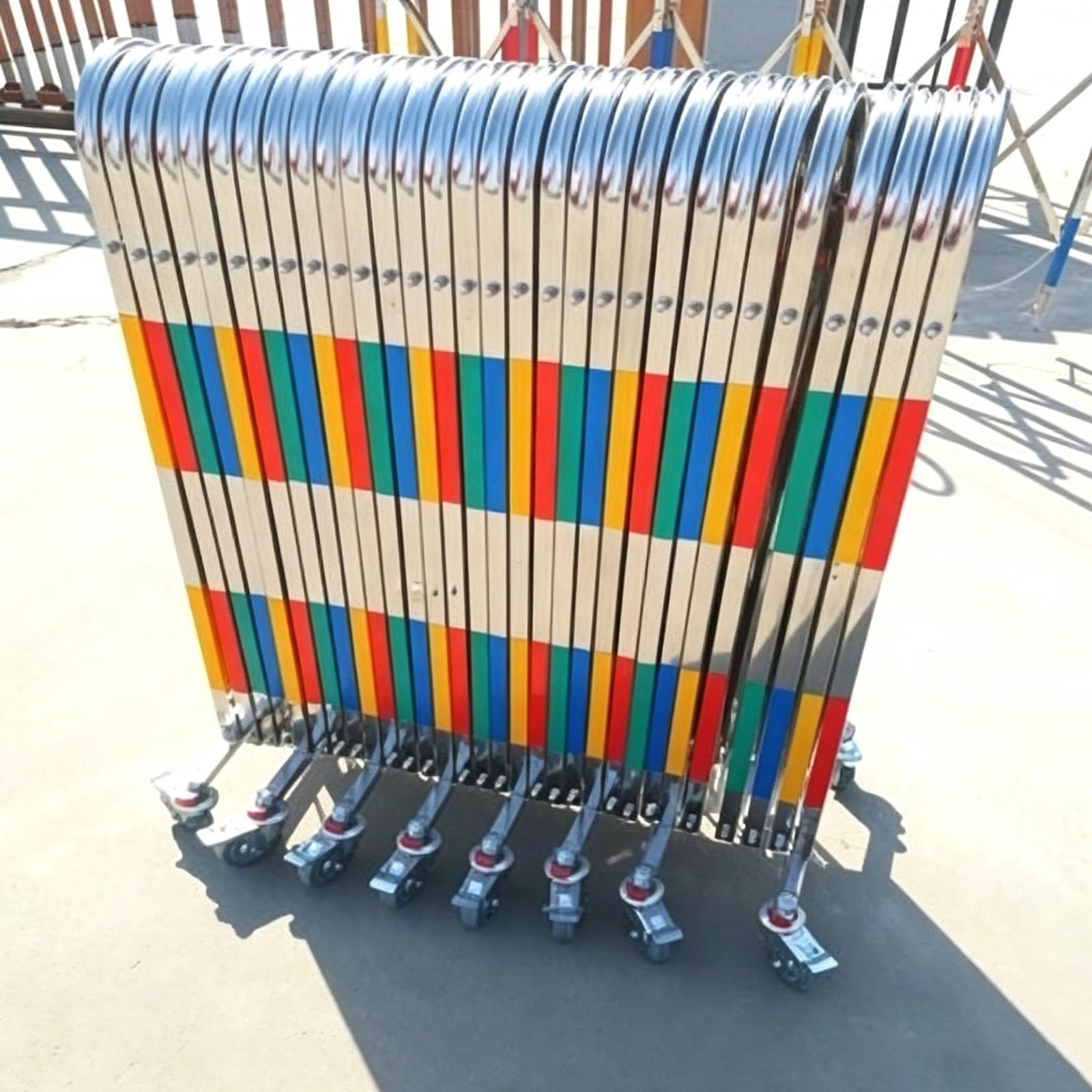 Barrera de seguridad plegable con ruedas giratorias bloqueables | Barrera de seguridad plegable para control de tráfico, delimitación de multitudes y mantenimiento de emergencia(3M)