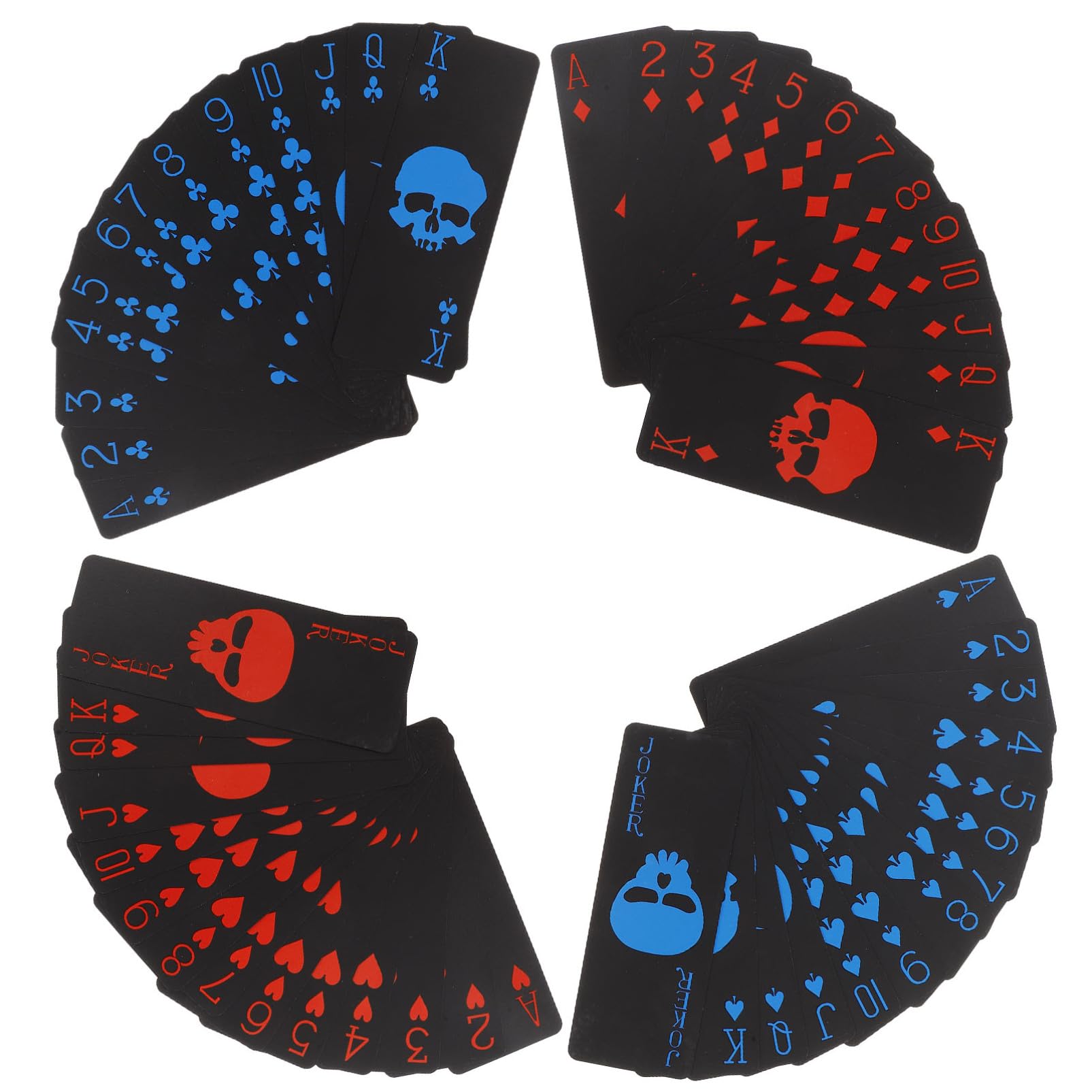 Schwarze Pvc Pokerkarten mit Schädelmotiv für Erwachsene Halloween Feier