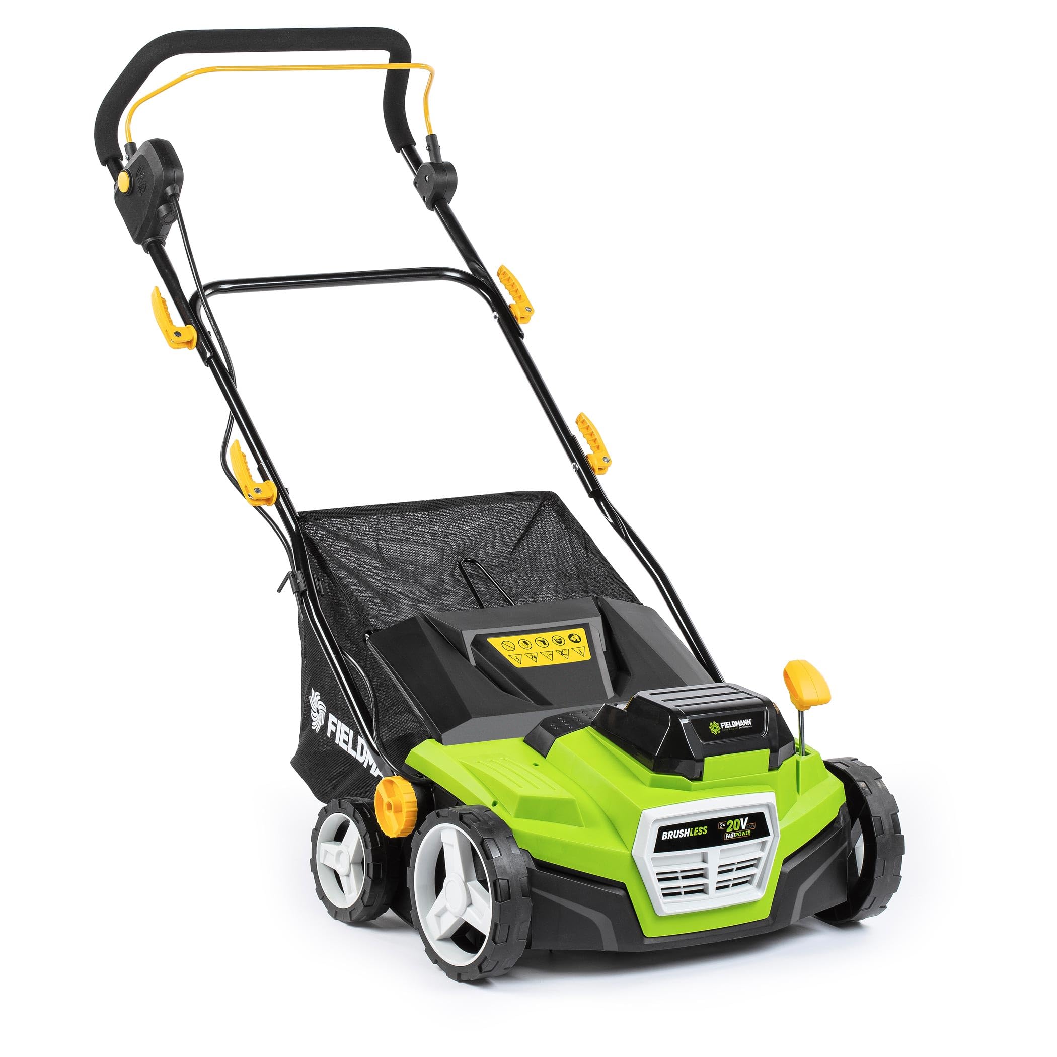 Escarificador eléctrico sin escobillas de 20 V - Ancho 38 cm, 16 Cuchillas, Ajuste de 5 Posiciones (-12 a +6 mm), Mango ergonómico, baterías y Cargador NO incluidos - Fast Power 20V