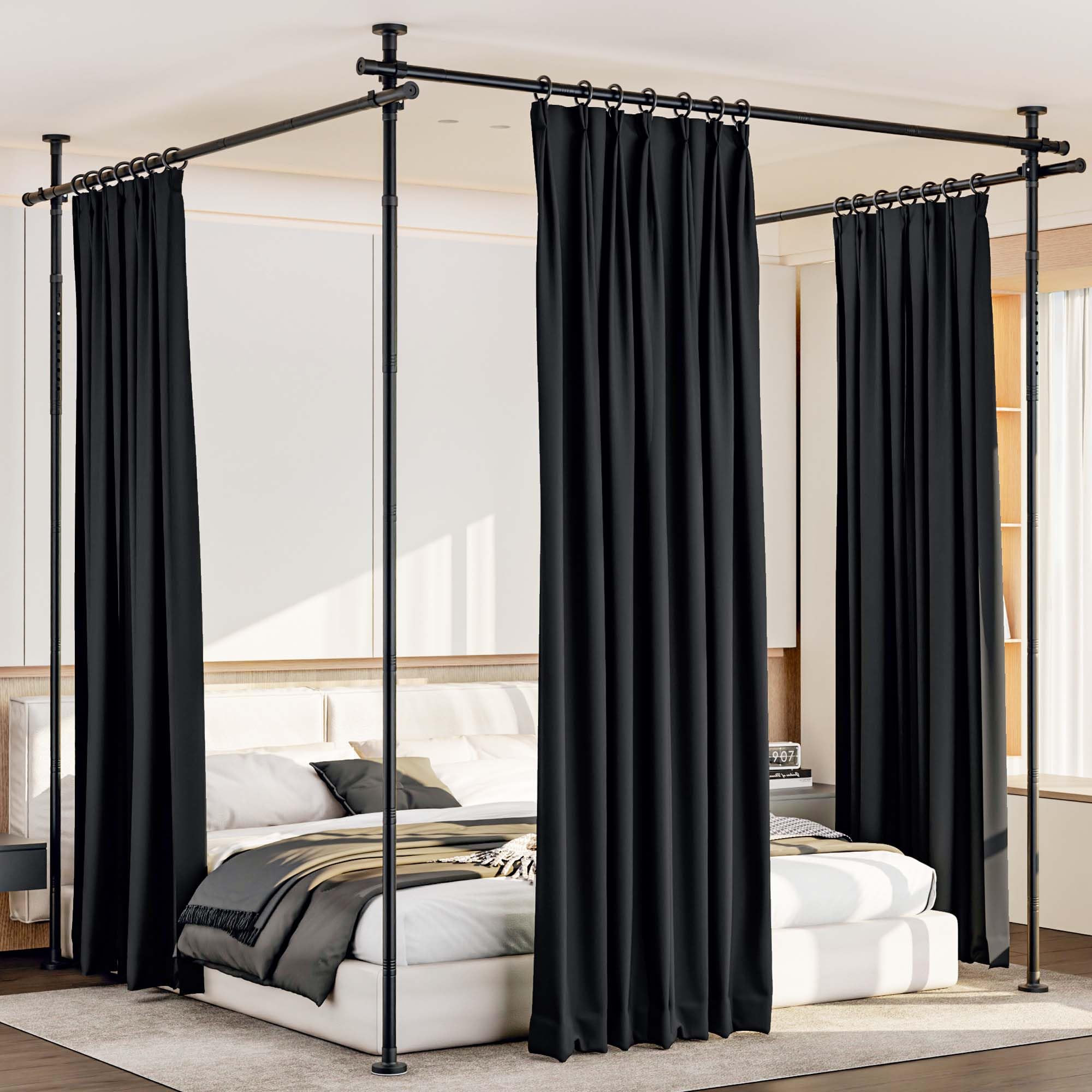 Room Divider Curtains with Ceiling Track, Wide Curtain for Room Partition (Black, 43''-240''Wide(No Curtains))