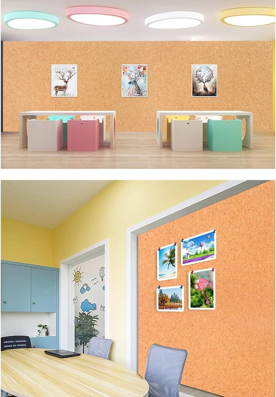 Tablero de Corcho Rollo de Hoja de Corcho Autoadhesivo, Tablero de Mensajes de tablón de anuncios, Adecuado for decoración de Pared de Suelo, Letrero de Puerta de tablón de anuncios como Tablón