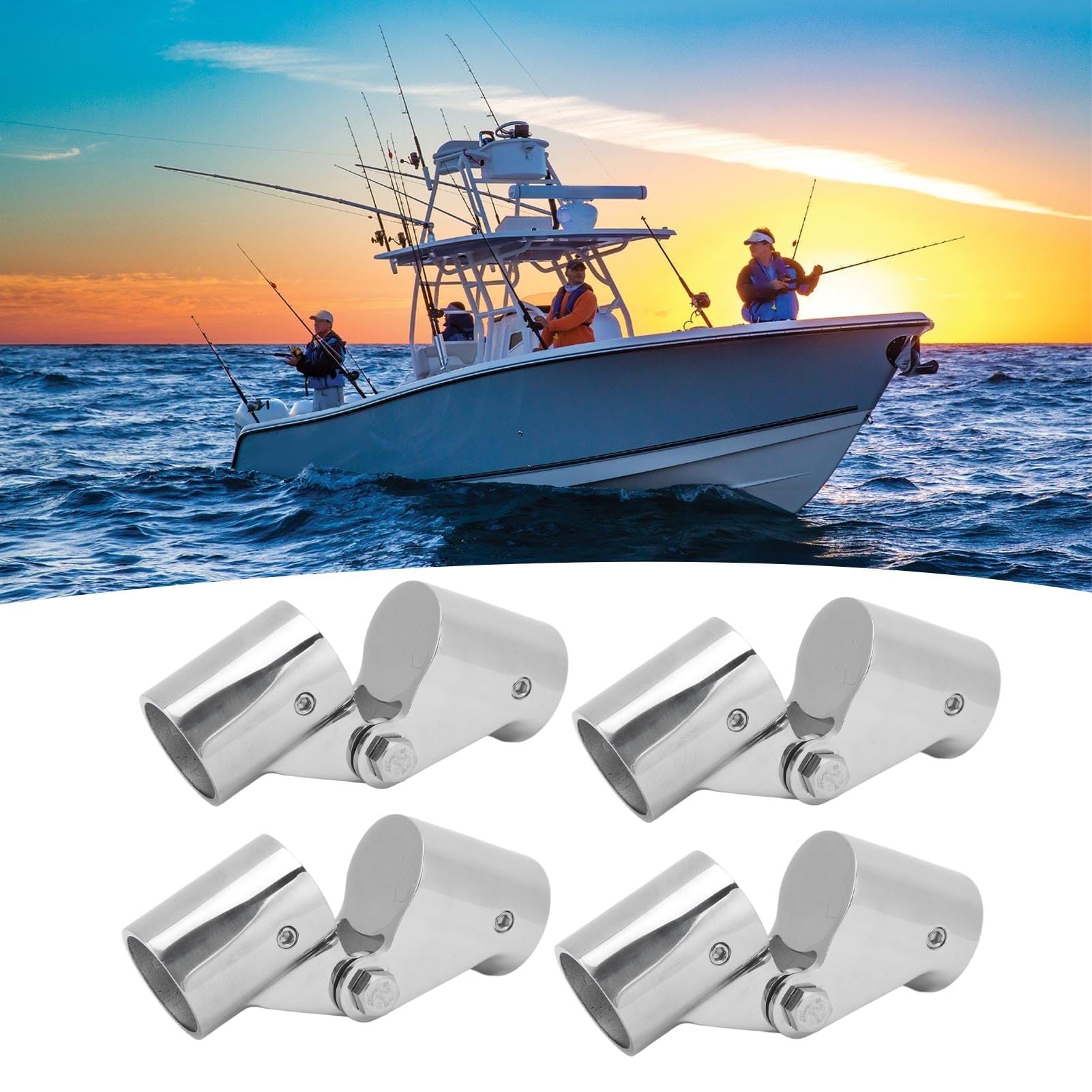 4 connettori per tubi girevoli in acciaio inox da 25 mm, per barche, yacht marini, ringhiere con giunto rotante, per yacht commerciali gonfiabili in fibra di vetro