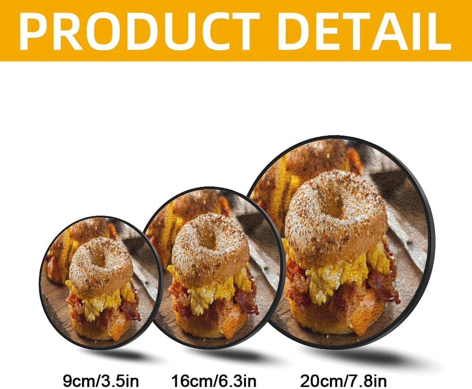 Big Breakfast Sandwich Bagel Food Pattern Restaurant Kitchen CuisineHanging Stained Glass, Micro-Relief Pattern, Glass Sunlight Trap, Can Be Used As A Hanging Decoration.7.8x7.8in(20x20cm)