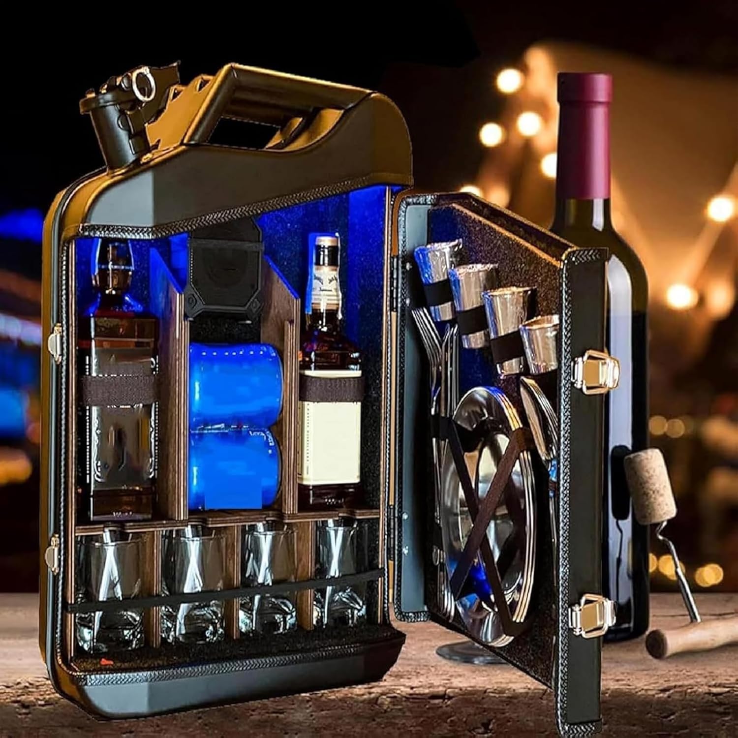 Personalized Mini Drinks Cabinet, Mini Bar Cabinet Jar Set, Portable Whiskey Storage Box, 20L Large Capacity and Beautifully Durable, Saves Room Space, for Holiday Party, Indoor Decoration