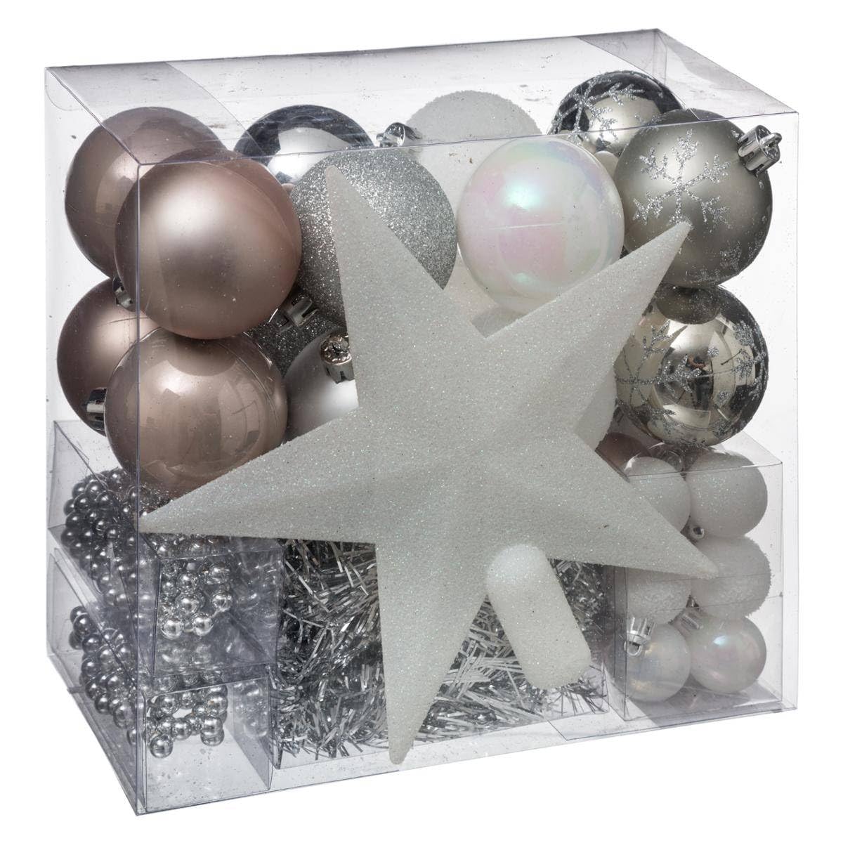 Déco de sapin de noël kit 44 pièces boule guirlande et cimier vert rouge et or