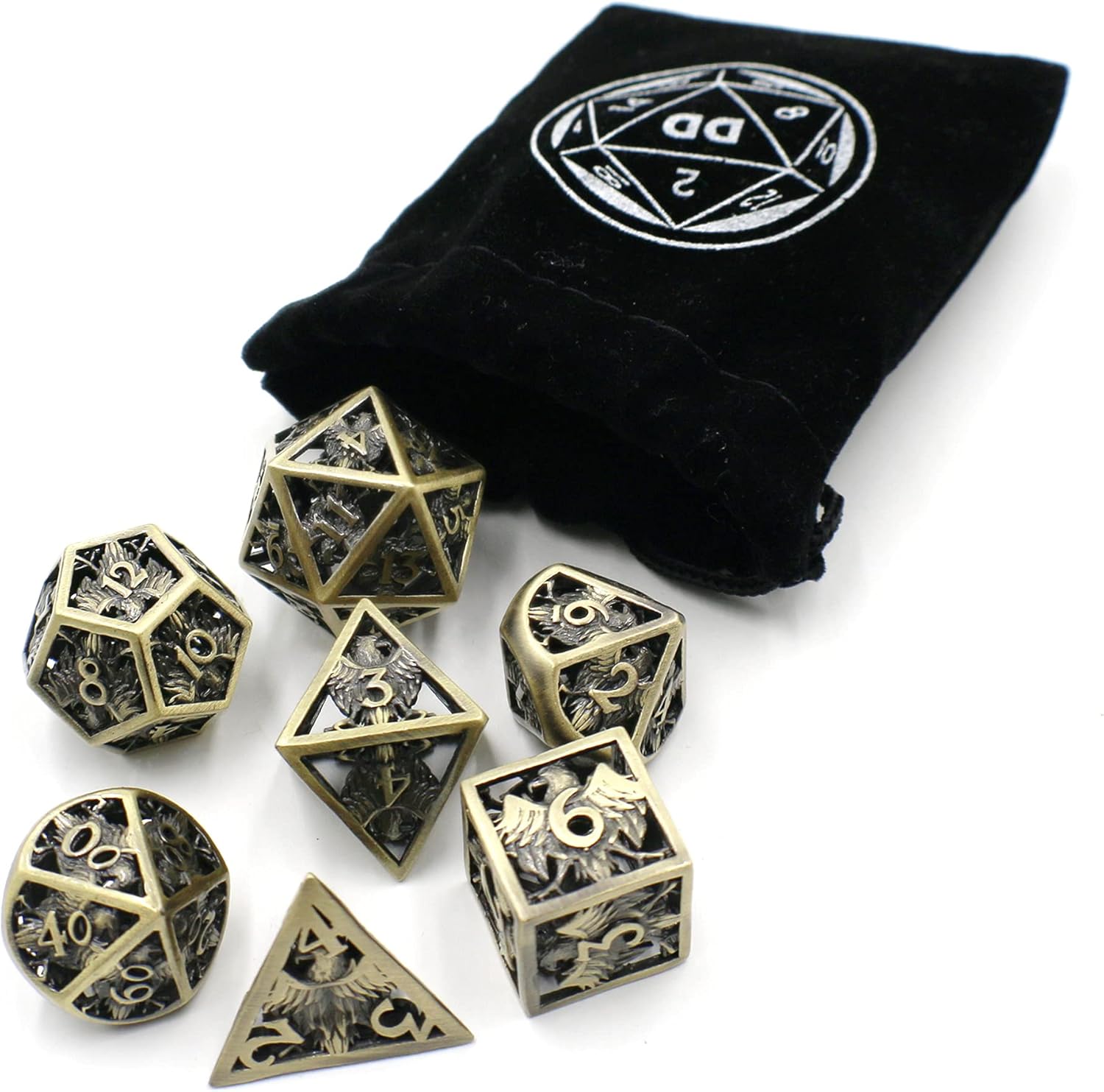 D&D Gift Set with Hollow Brass Dice Set, Journal and Wooden Pen