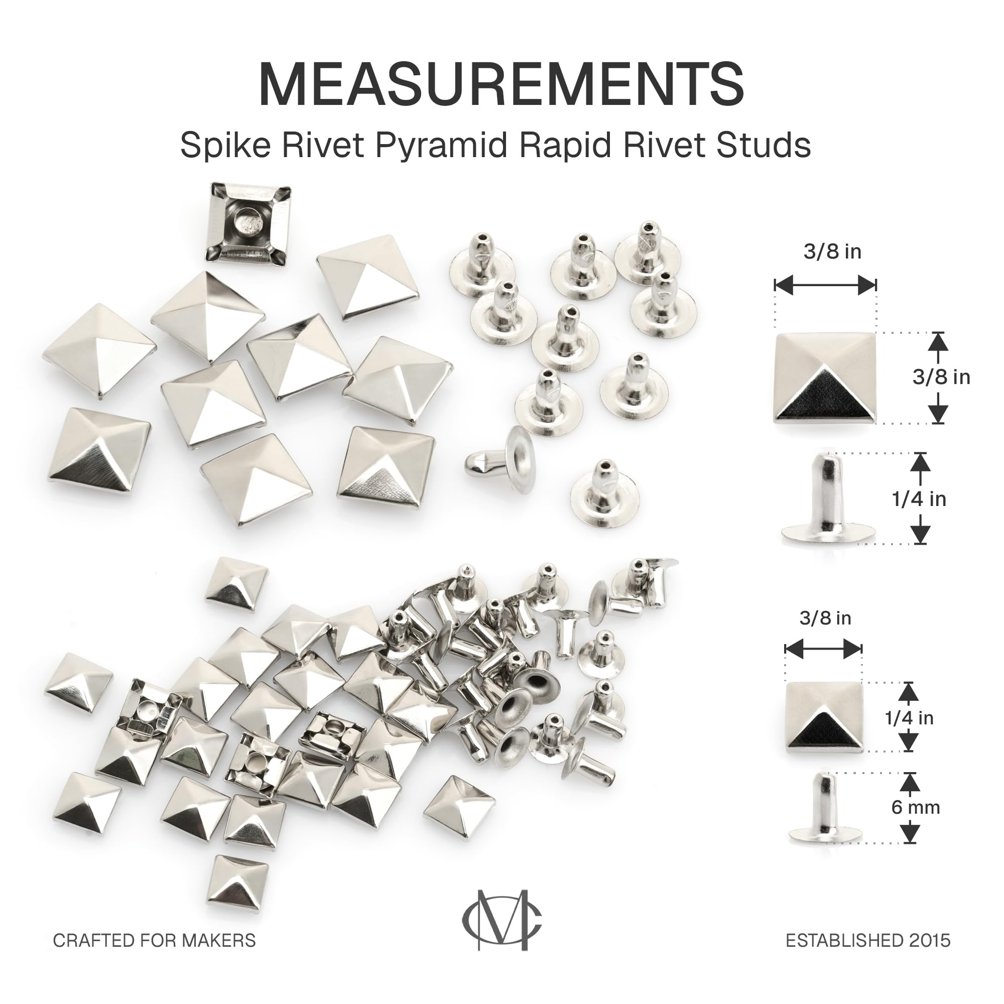 Amazon.com: CRAFTMEMORE 100pcs Spike Rivet Pyramid Rapid Rivet