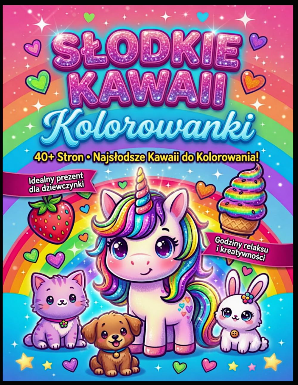 Słodkie Kawaii Kolorowanki: Najsłodsze Kawaii do Kolorowania | 40+ Stron Czystej Radości | Magiczne Kolorowanki Kawaii dla Dziewczynek i Nie Tylko