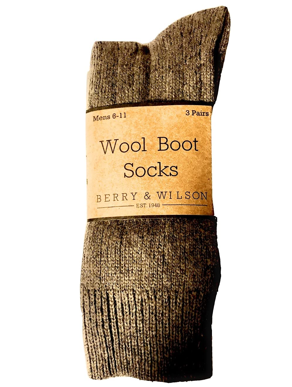 Berry & Wilson 3 Pairs men’s Comfort Wool Boot Socks