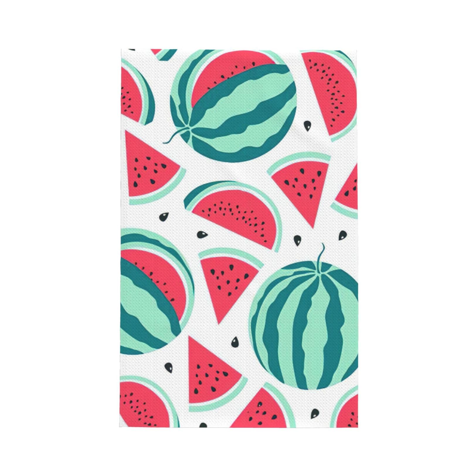 CKGODGF Fruits Watermelon Print Absorbent Waffle Dishcloths,Kitchen Towels With Hanging Loops,Tea Towels.