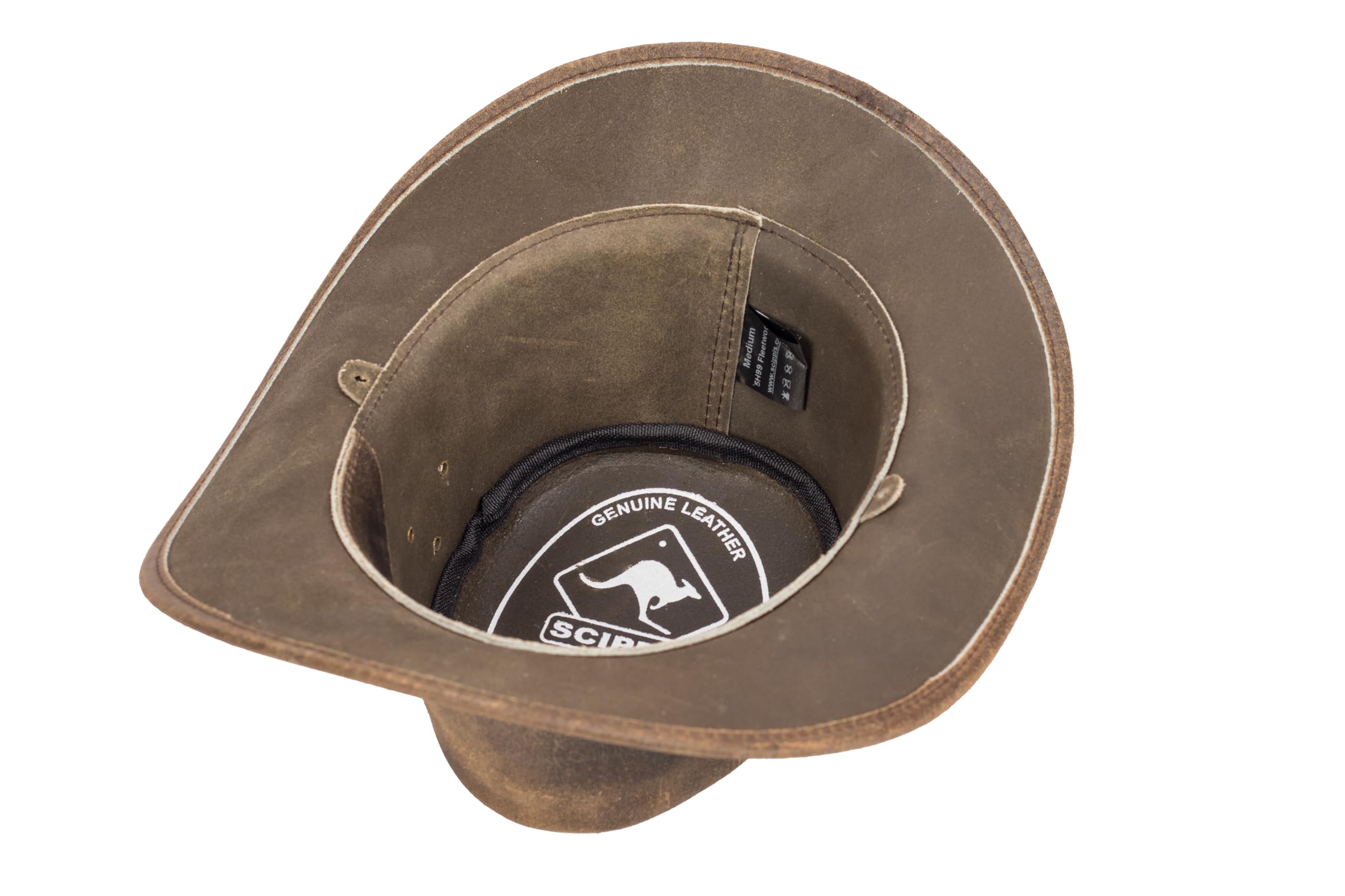 SCIPPIS Fleetwood – Westernhut aus Leder für Damen & Herren | Robuster Outdoorhut mit geflochtenem Lederhutband | Knautschbar, wetterfest & im Vintage-Used-Look