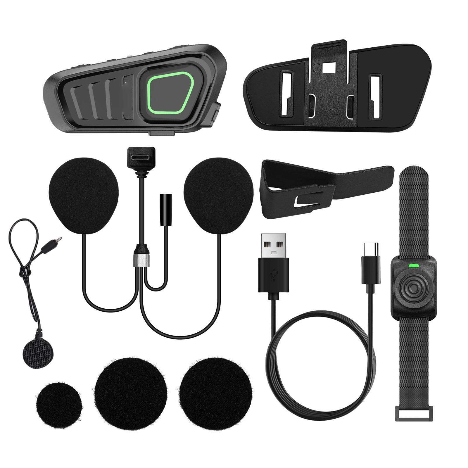 Jectse Interfono Bluetooth per Casco Moto Portata 10 Km Auricolare Bluetooth per Moto con Push to Talk Wireless IP67 Cancellazione Rumore Impermeabile Comunicazione di Squadra