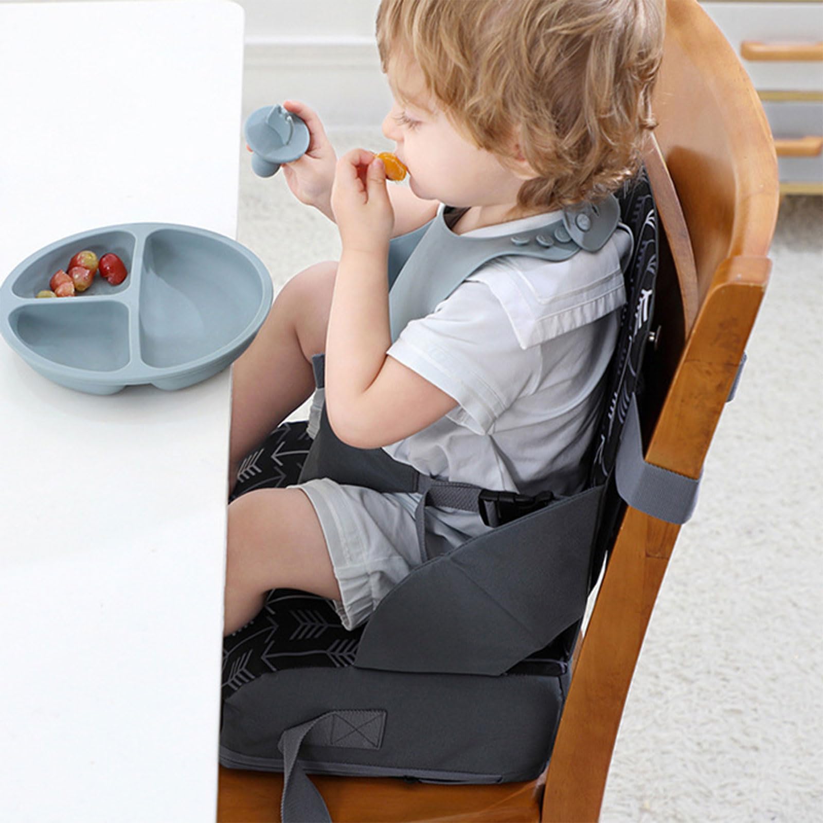 Asiento elevador plegable para niños pequeños, cojín elevador para mesa de comedor, cojín elevador de cinturón ajustable, cojín elevador para niños