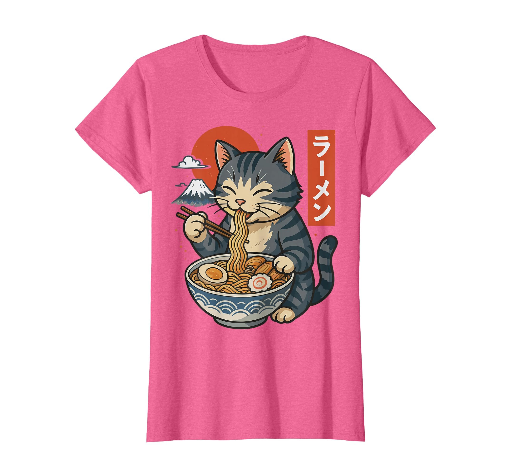 Anime Cat Eating Ramen Retro Kawaii Ramen Cat T-Shirt
