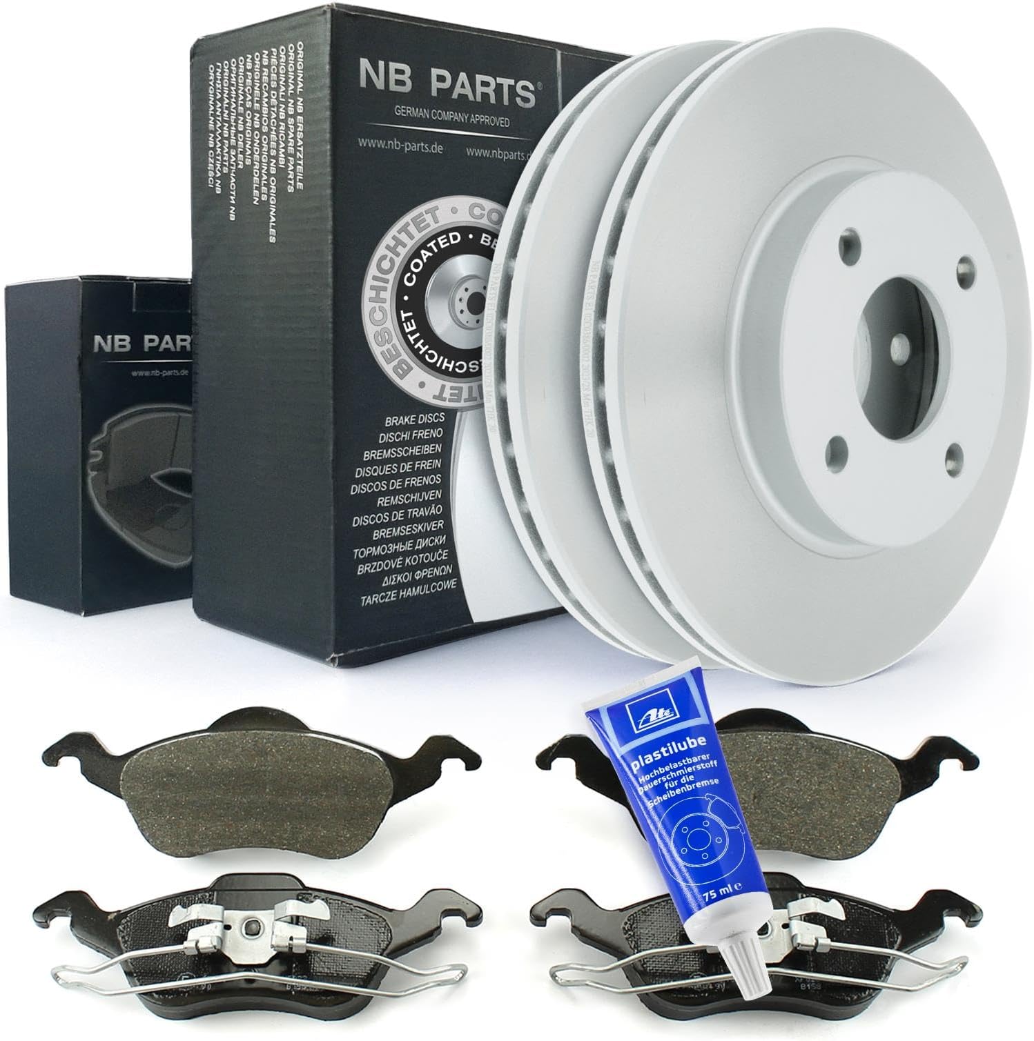 NB Parts Germany 10046392 Brake Discs + Brake Pads + ATE Plastilube
