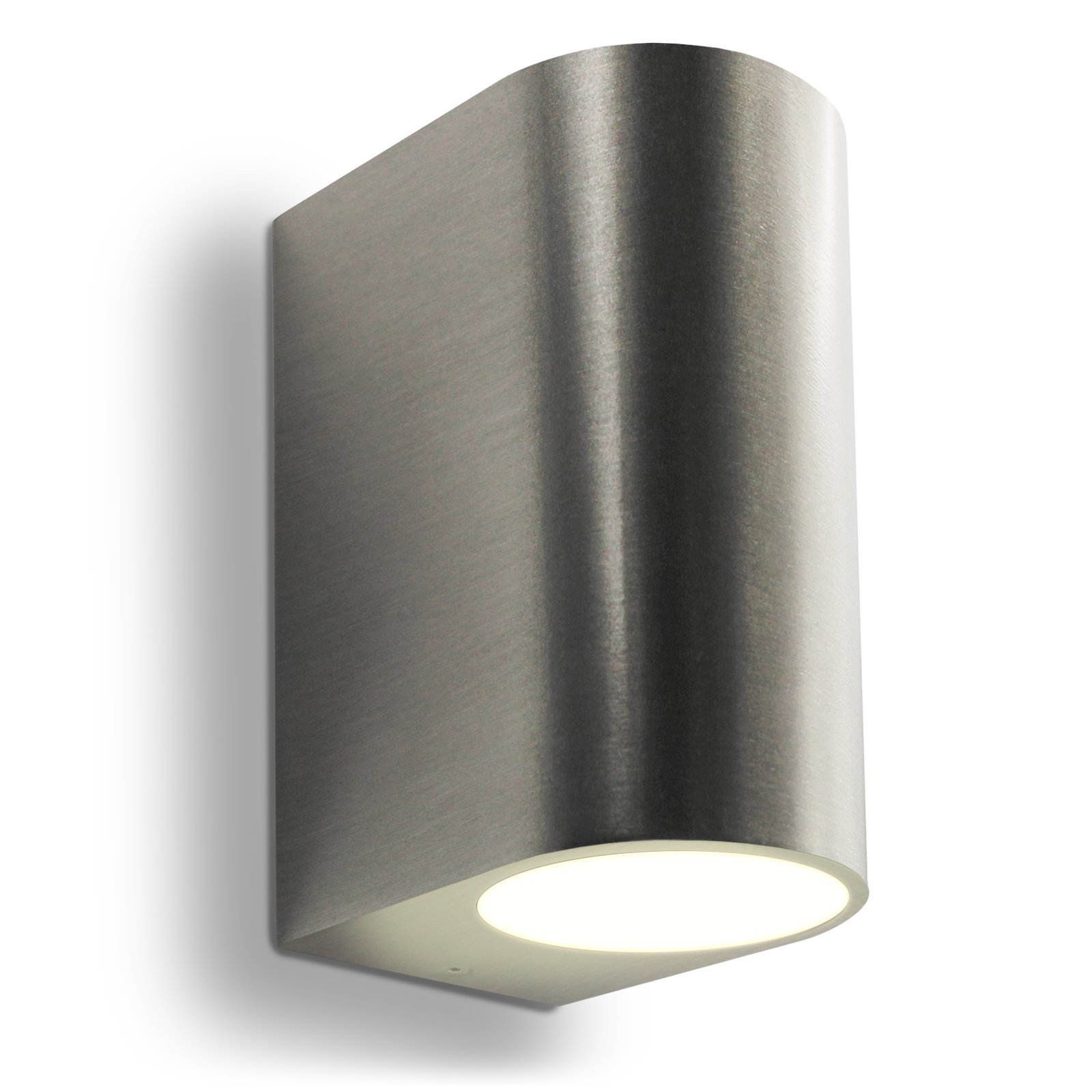 LED Wandleuchte für Innen- und Außen Edelstahl 2-flammig strahlt nach oben und unten inkl. Montagezubehör und LED Leuchtmittel warmweiß wetterfest mit der Schutzart IP44 GU10-230V (Form: C)