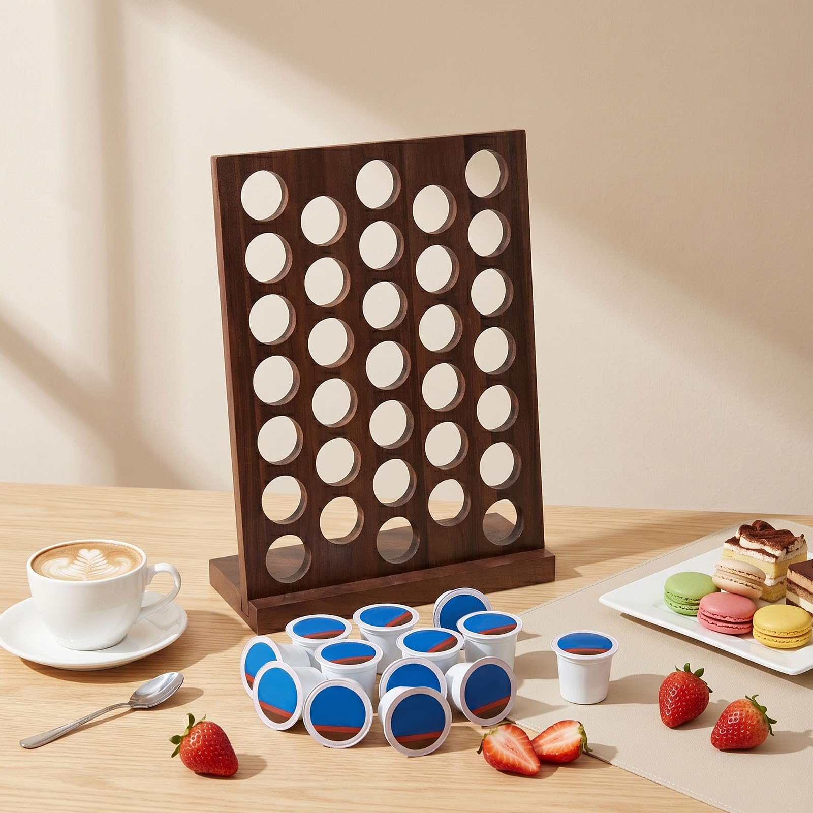 Supporto per capsule di caffè in legno, per 33 cialde di caffè, organizer per cucina, casa, ufficio, piano di lavoro, caffè