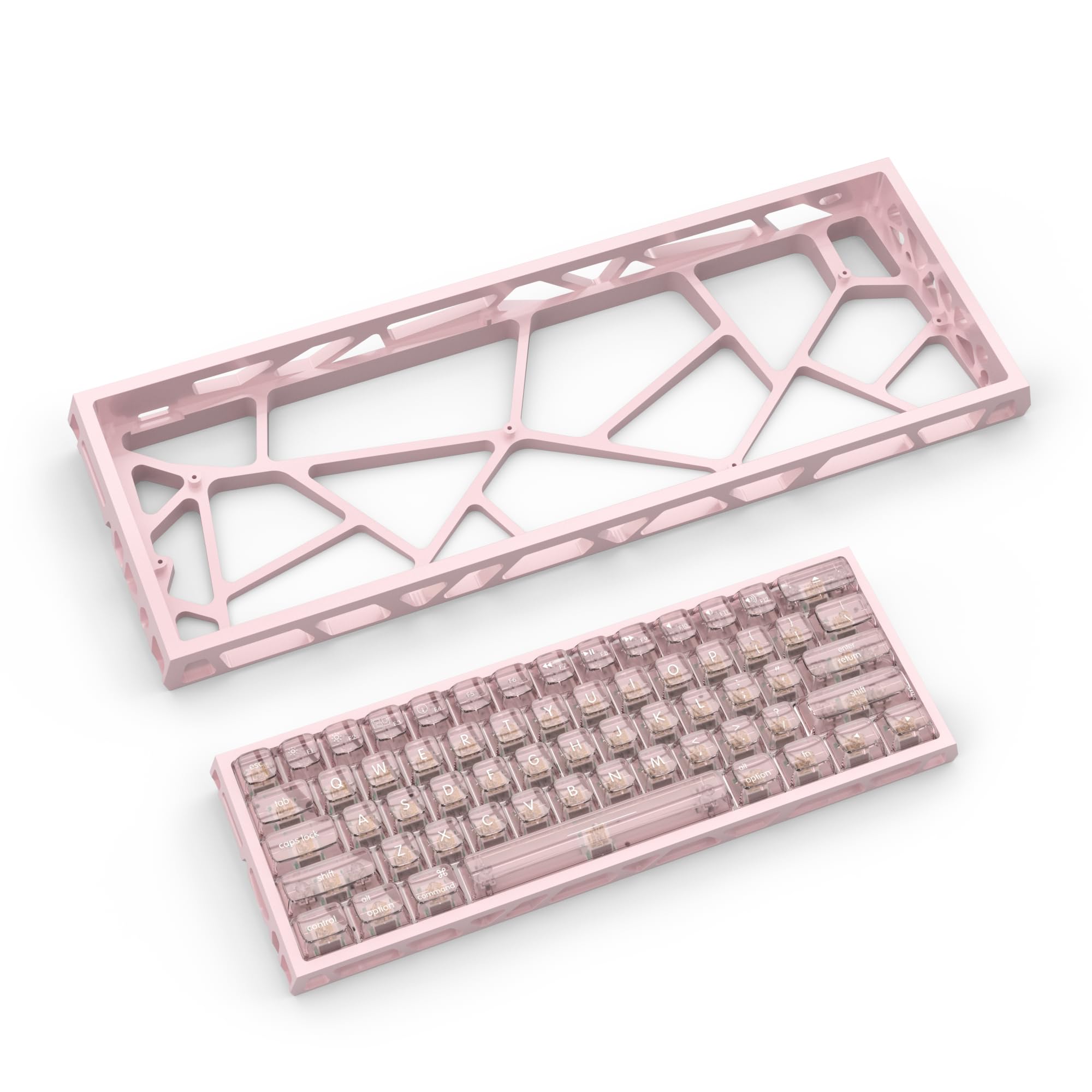 kutethy KY60 Hollow Out Aluminum Keyboard Case,60% Mechanical Keyboard Shell Custom Keyboard Barebones Compatible with Wooting60 Mad60 Win60 GH60 60HE (Pink)