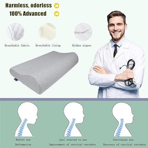 Miniatura 3 de Newsty Almohada de espuma viscoelástica para dolor de cuello y hombros almohada cervical para dormir de espalda dormir de lado almohada de cama de