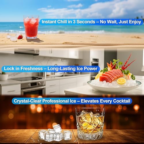 Miniatura 5 de Máquina de hielo comercial mejorada de 130 libras24 horas, máquina de hielo debajo de la encimera de 15 pulgadas de ancho con capacidad de hielo de