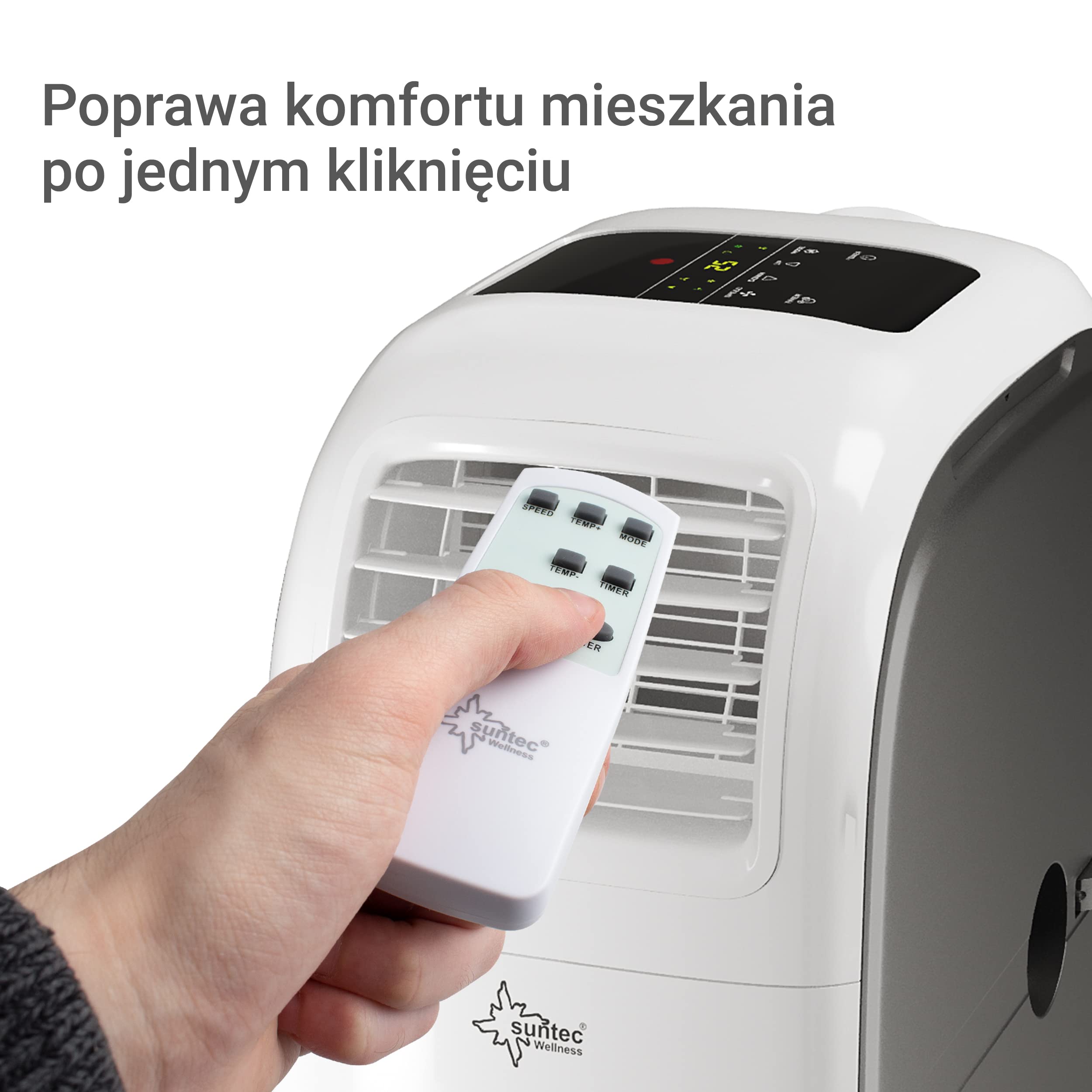Przenośny klimatyzator SUNTEC Transform 12.000 Eco R290 | Klimatyzacja do pomieszczeń do 60 mkw. | Wąż wywiewny | Klimatyzator i osuszacz z eko-chłodziwem | 12 000 BTU/godz. | Do domu i biura