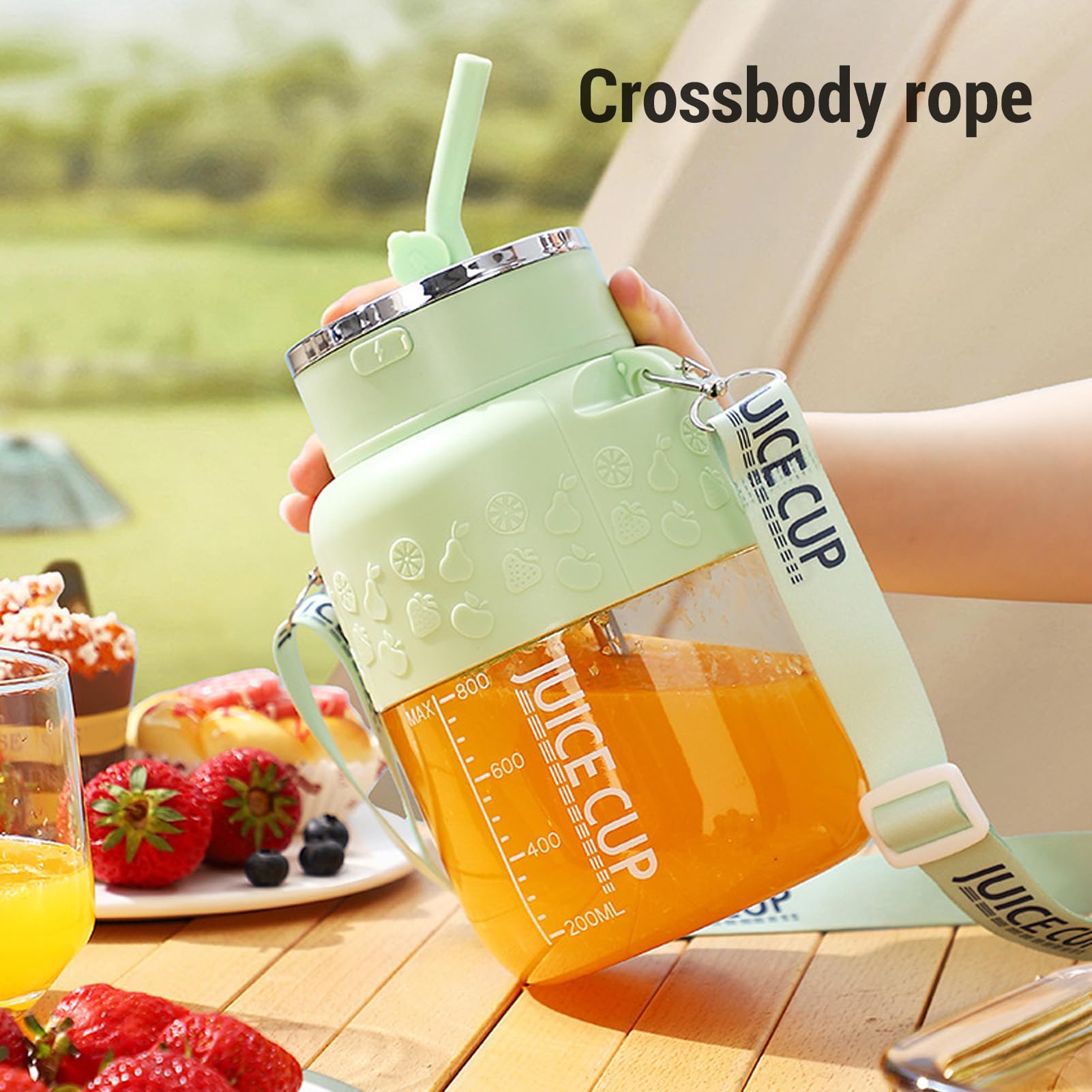 Fockety Frullatore portatile, frullatore personale senza fili da 20,95 a 21,27 once per frullati, smoothie, ghiaccio e succhi, bottiglia frullatore ricaricabile tramite USB (WHITE)