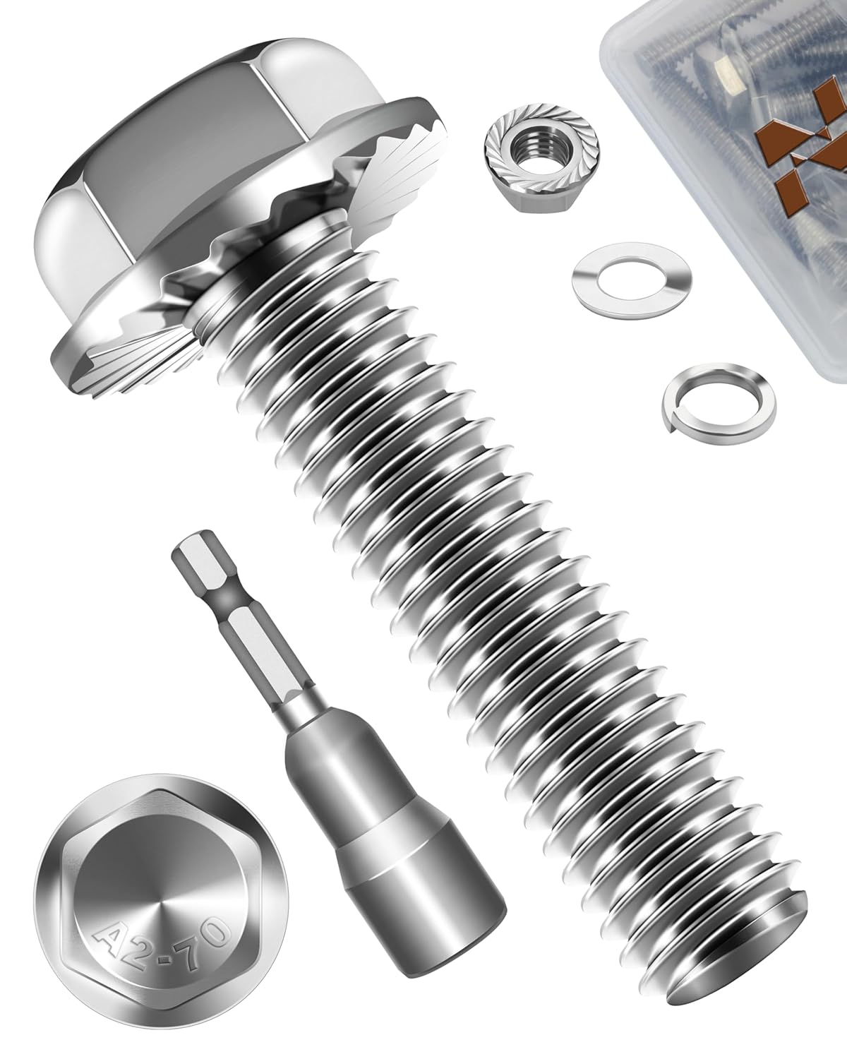 10Sets M10 x 40mm Flanged Hex Head Bolts and Nuts, External Flange Hex Drive Screws, 304 Stainless Steel, Fully Threaded M10 Metric Bolts for Pump, Fix Car, DIY Project