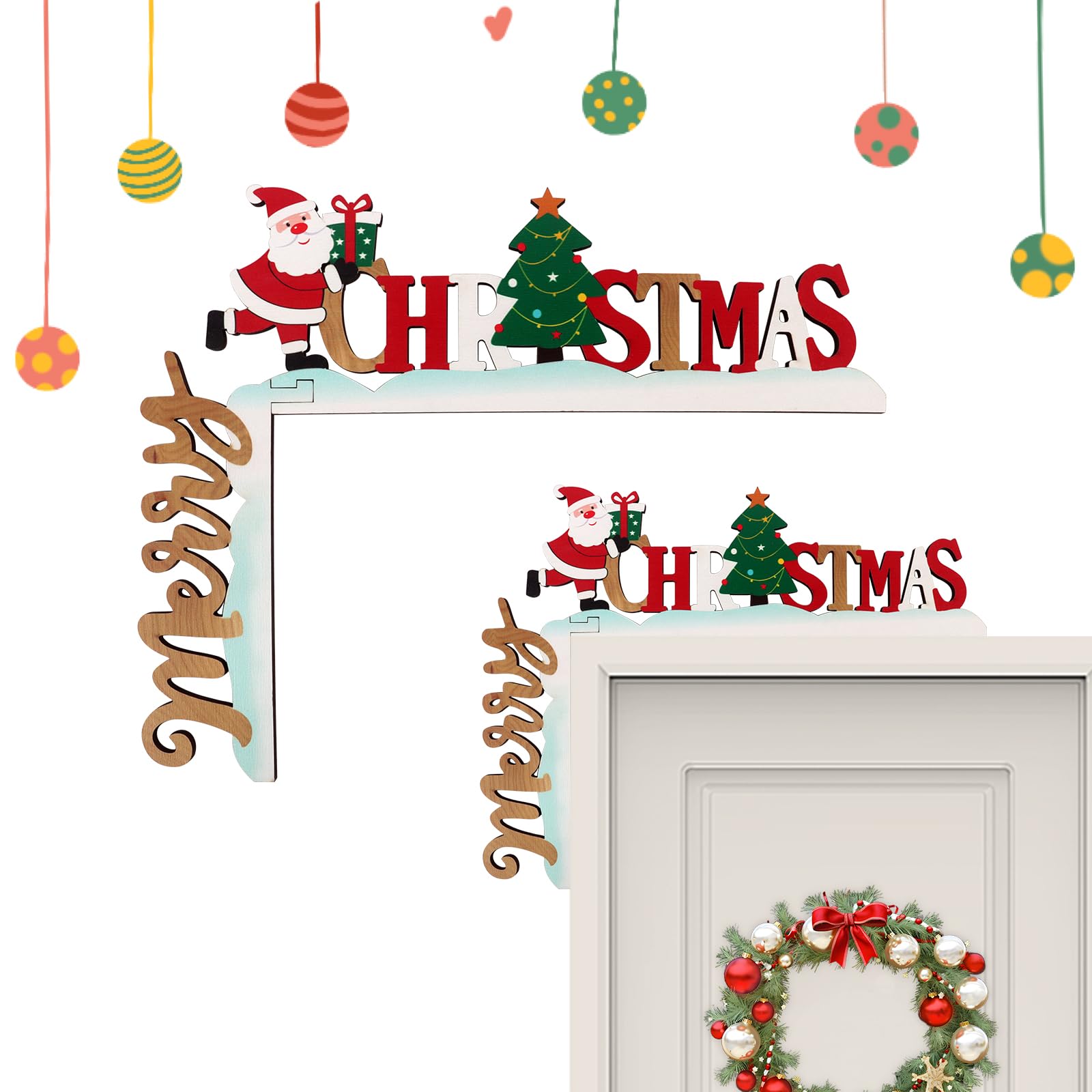 Décoration de Noël pour angle de porte en bois afin d'habiller votre salon