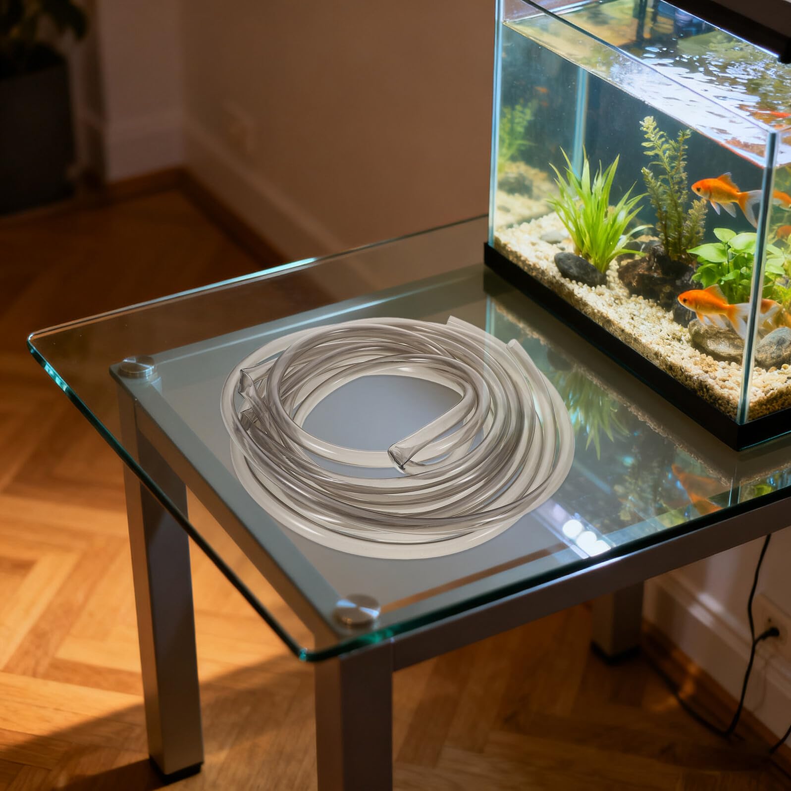 Veemoon Aspirateur Aquarium avec Tuyau Vinyle 5 M et Embout PVC Siphon Changeur d'eau pour Eau Douce et Eau de Mer Kit Nettoyage Substrat avec Pince et Collier de Serrage pour Grand