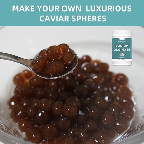 Miniatura 6 de Polvo de alginato de sodio de 3 onzas de grado alimenticio, polvo de alginato de sodio puro perfecto para hacer lujosas esferas de caviar, postres,