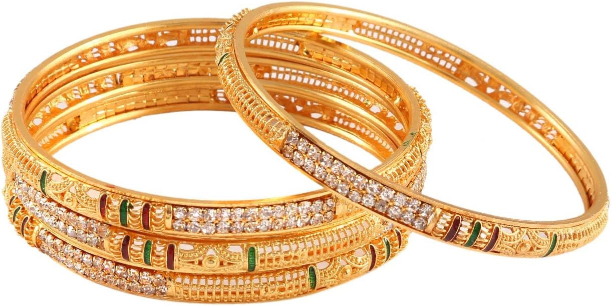 Jewar Bangles Indian Rajasthani Handmade Meena Work Gold Plated Ad Traditional Jewelry gifting wedding party (Stones with meena work-2, 2.8) - Image 4