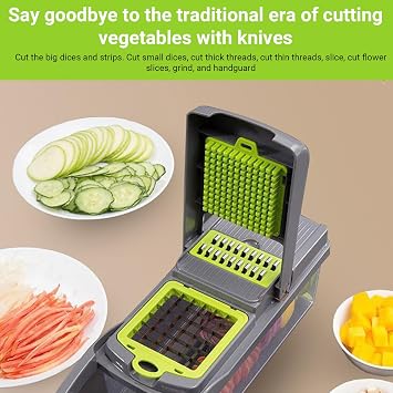 16 in 1 Vegetable Chopper, Vegetable Chopper Slicer Dicer, High-Performance Vegetable Food Cutter Vegetable Dicer Salad Chopper Onion Chopper with Stainless Steel Blades Peeler