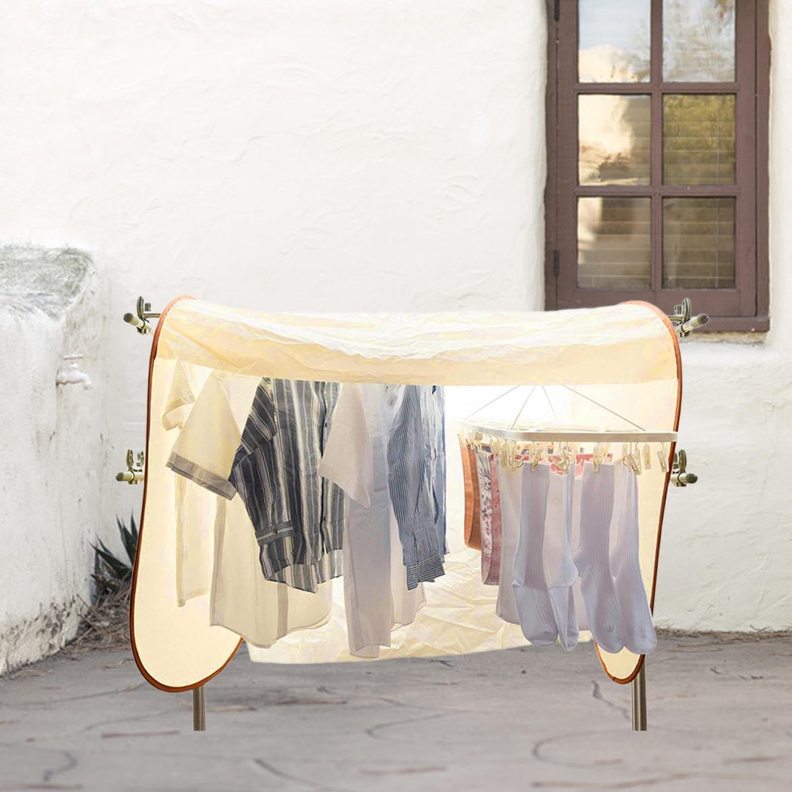 Amagogo Funda para Tendedero de Ropa con Cubierta Protectora Impermeable y Antipolvo Fácil de Instalar y Adecuada para Prendas como Trajes y, 1.6 Millones