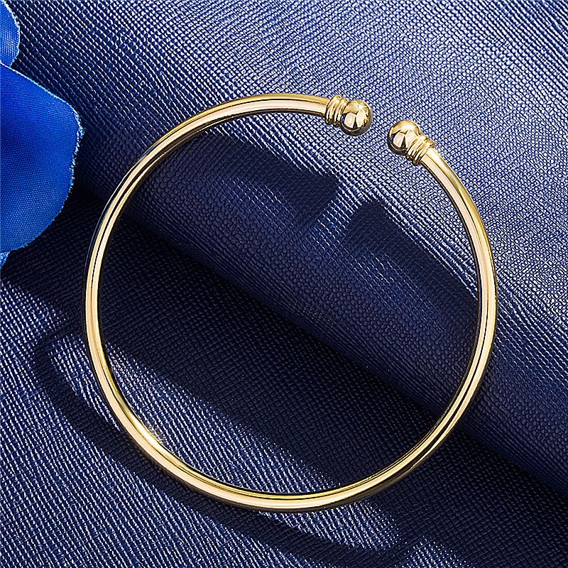 3pcs 18k Yellow Gold Plated Classical Diamond Cut Adjustable Bangle Set Bracelet for Women2