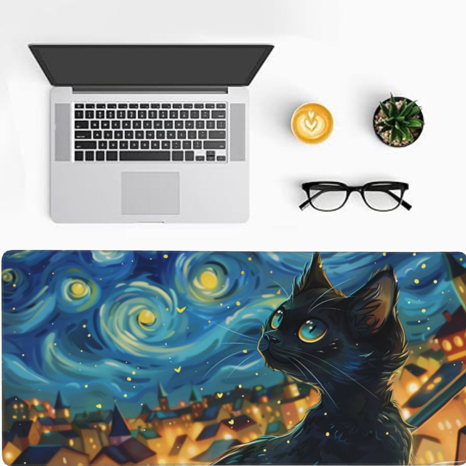 Traum Mousepad XL 1000x500mm/100x50cm Groß Gaming Mauspad Katze, Schreibtischunterlage Mit Anti-Rutsch Basis,Tischunterlage Large Size, für Gaming Office Home Zubehör, Geschenke für Männer-z930