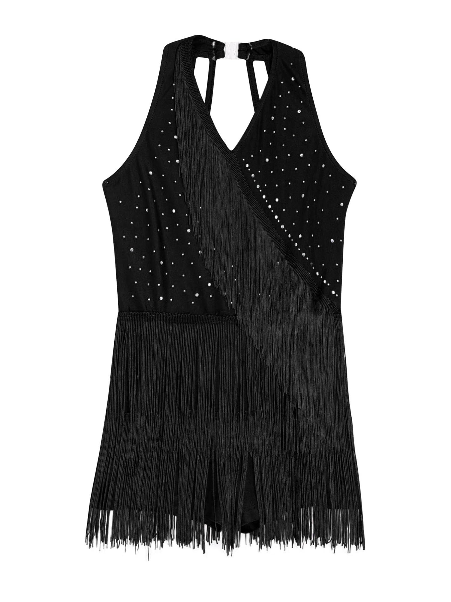 Alvivi Abito da Ballo Latino Americano Bambina Frange Body Balletto con Strass Vestito da Ballo Moderno Danza Classica Body Ginnastica Ritmica Dancewear