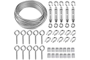 TooTaci Turnbuckle Wire Tensioner Kit with 100ft Stainless Steel Cable Wire Rope...