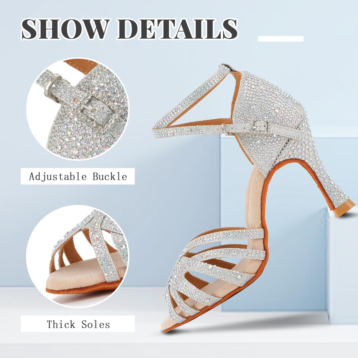 Chaussures de Danse pour Femmes Chaussures de Danse Latine à Bout Ouvert pour Salle de Bal pour débutants Sociaux fête Spectacle de Mariage